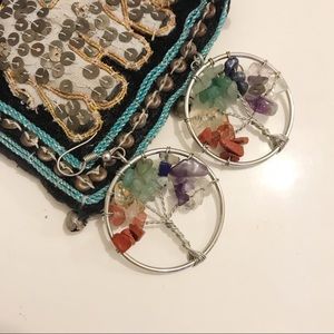Multicolor crystals Tree of Life Earrings